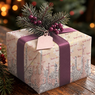 Elegant silver gold rose dripping glitter wrapping paper