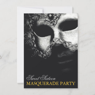 Elegant Silver Gold Sweet 16 Masquerade Invitation