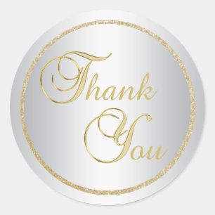 Elegant Silver Gold Thank You Envelope Seals