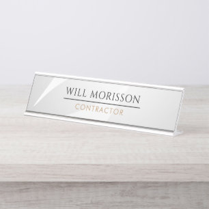 Elegant Silver & Golden Home Repair Real Estate Desk Name Plate