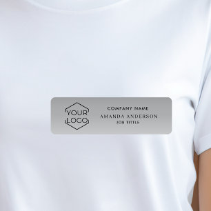  Elegant Silver Gradient Logo Employee Plastic  Name Tag