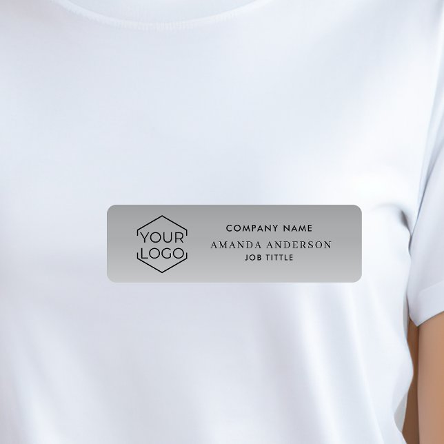  Elegant Silver Gradient Logo Employee Plastic  Name Tag (Creator Uploaded)