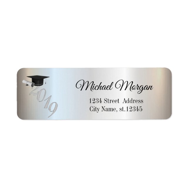 Elegant Silver Graduation Cap (Front)