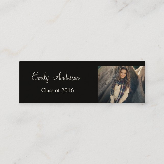 Elegant Silver Graduation Name Card (Front)