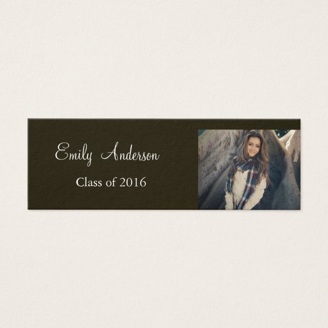 Elegant Silver Graduation Name Card (Front)