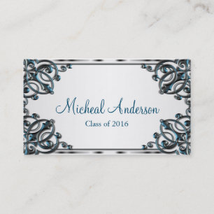 Elegant Silver Graduation Name Card