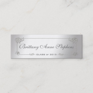Elegant Silver Graduation Name Card Insert