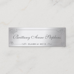 Elégant Silver Graduation Nom Carte Insérer