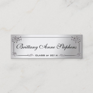 Elégant Silver Graduation Nom Carte Insérer