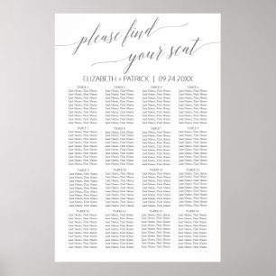Elegant Silver Gray Calligraphy Seating Chart