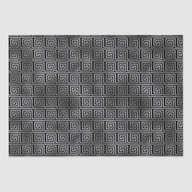 Elegant Silver Greek Key Art Deco Pattern Tissue Paper (Front)