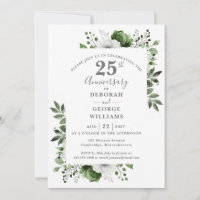 Elegant Silver Greenery 25th Wedding Anniversary
