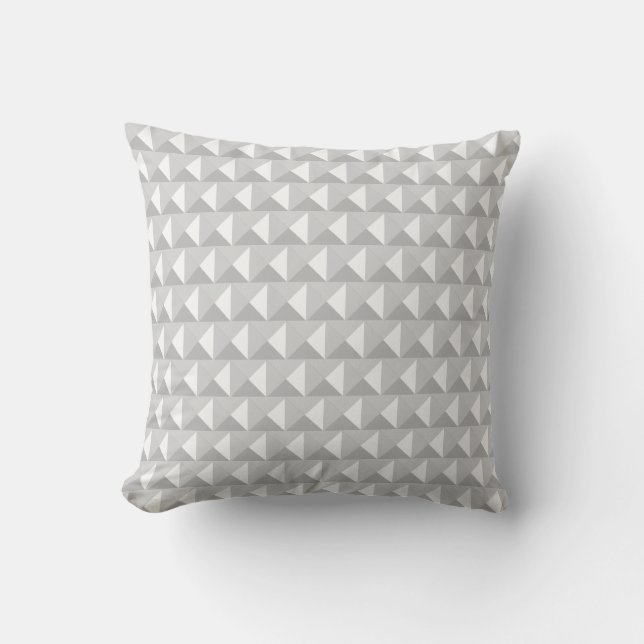 Elegant Silver Grey and White Diamond Pattern Throw Pillow (Front)