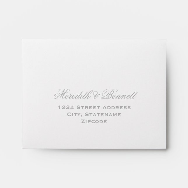 Elegant Silver Grey and White Wedding Envelopes (Front)