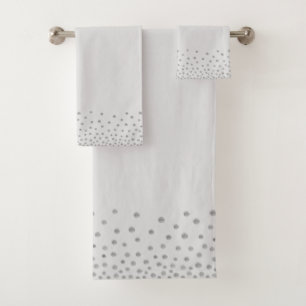 Elegant Silver Grey Confetti on Light Grey Bath Towel Set