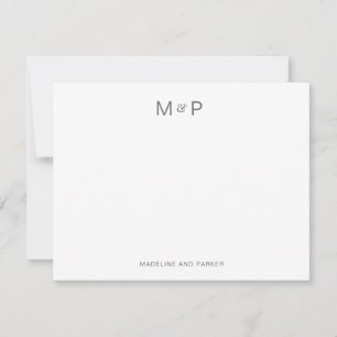 Elegant Silver Grey Contemporary Couple Monogram Card