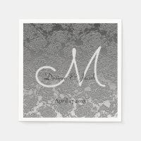 Elegant Silver Grey Custom Wedding Monogram Napkin
