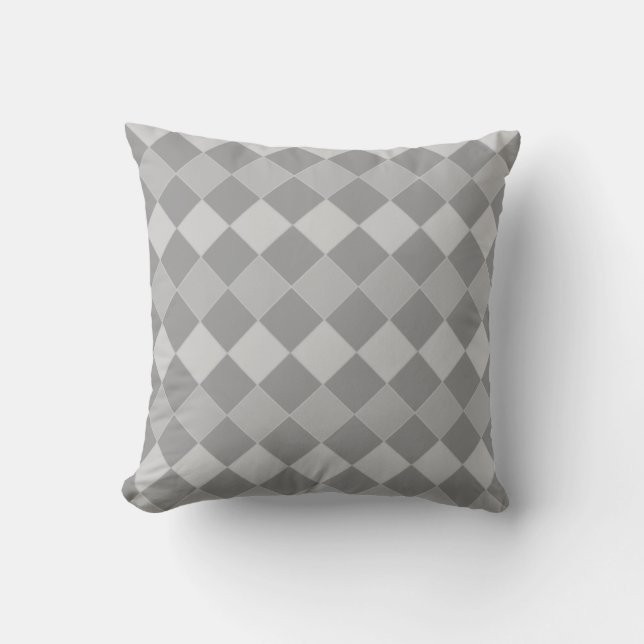 Elegant Silver & Grey Diamonds Throw Pillow (Front)