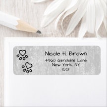 Elegant Silver Grey Dog Paw Return Address