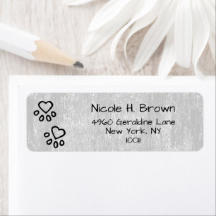 Elegant Silver Grey Dog Paw Return Address