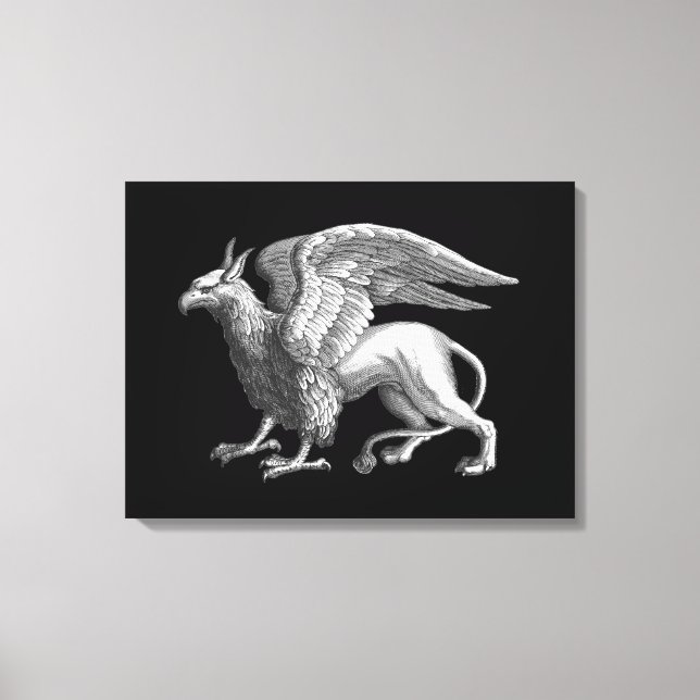 Elegant Silver Grey / Grey Griffin Legendary Beast Canvas Print (Front)
