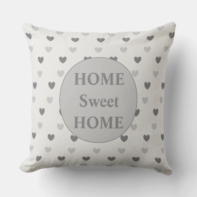 Elegant silver & grey heart pattern throw pillow (Front)