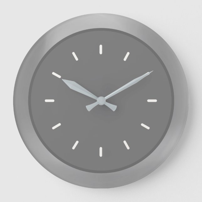 Elegant Silver Grey Large Clock (Front)