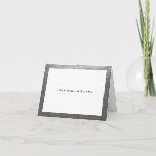 Elegant Silver Grey Metal Brushed Classic Modern Note Card
