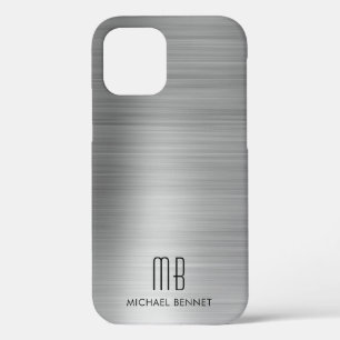 Elegant Silver Grey Monogram  iPhone 12 Case