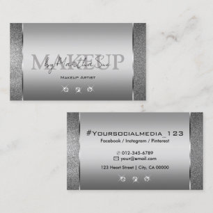Elegant Silver Grey Noble Glitter with Diamonds Business Card