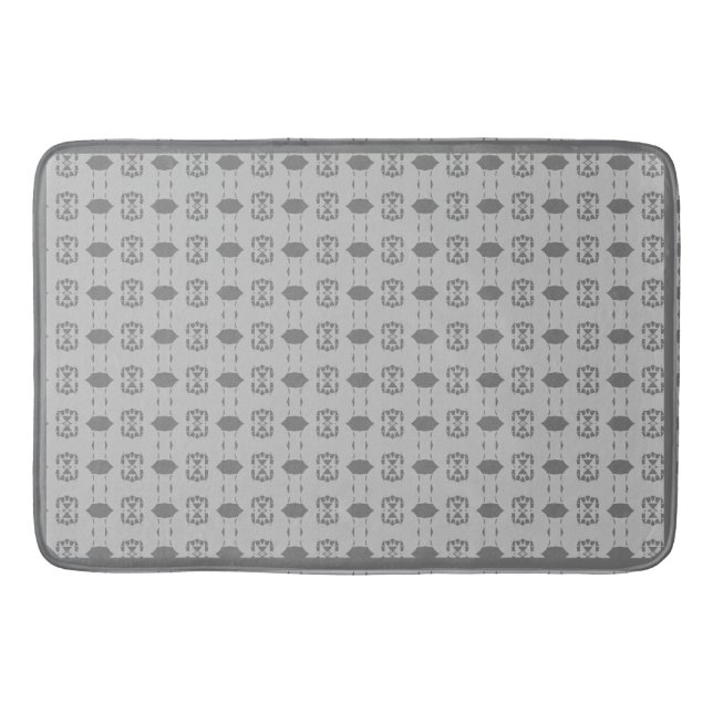 Elegant Silver Grey Pattern Bath Mat (Front)