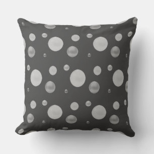Elegant Silver Grey Polka Dots Throw Pillow