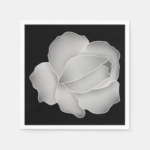 Elegant silver grey rose on black or any colour napkin
