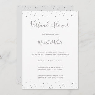 Elegant Silver Grey Simple Virtual Bridal Shower Invitation