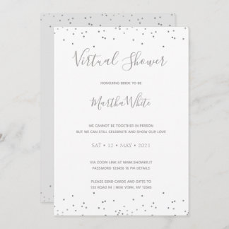 Elegant Silver Grey Simple Virtual Bridal Shower Invitation