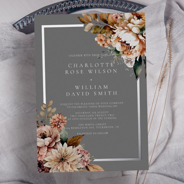 Elegant Silver Grey Watercolor Flowers Wedding (Creator Uploaded)