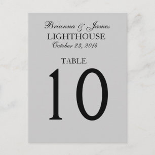 Elegant Silver Grey Wedding Table Number Card