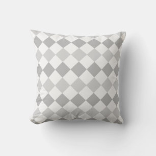 Elegant Silver Grey & White Diamonds Throw Pillow