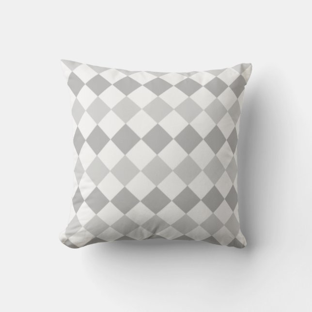 Elegant Silver Grey & White Diamonds Throw Pillow (Front)