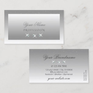 Elegant Silver Grey White Ombre Sparkling Jewels Business Card