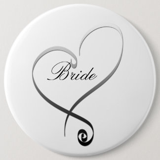 Elegant silver heart DIY Template 6 Inch Round Button
