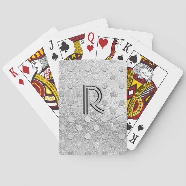 Elegant Silver Initial Monogrammed Classy Chic Playing Cards (Back)