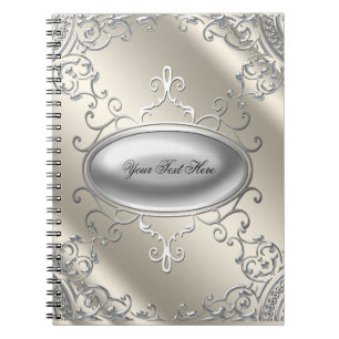 Elegant Silver Ivory Beige Notebook