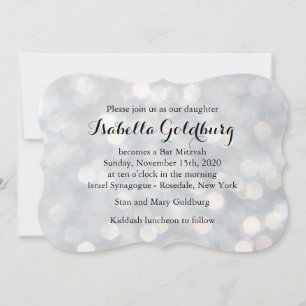 Elegant Silver Lights Bat Mitzvah Invitation
