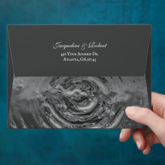 Elegant Silver Liquid Chrome Water Wedding Envelope
