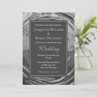 Elegant Silver Liquid Chrome Water Wedding Invitation