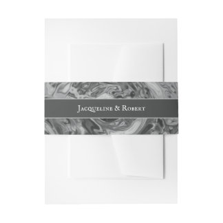 Elegant Silver Liquid Chrome Water Wedding Invitation Belly Band