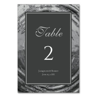 Elegant Silver Liquid Chrome Water Wedding Table Number