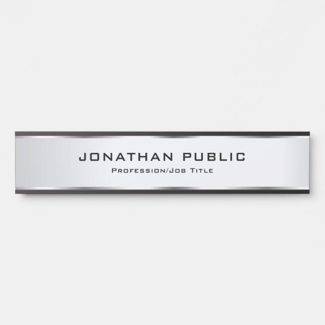 Elegant Silver Look Trendy Custom Template Door Sign (Front)