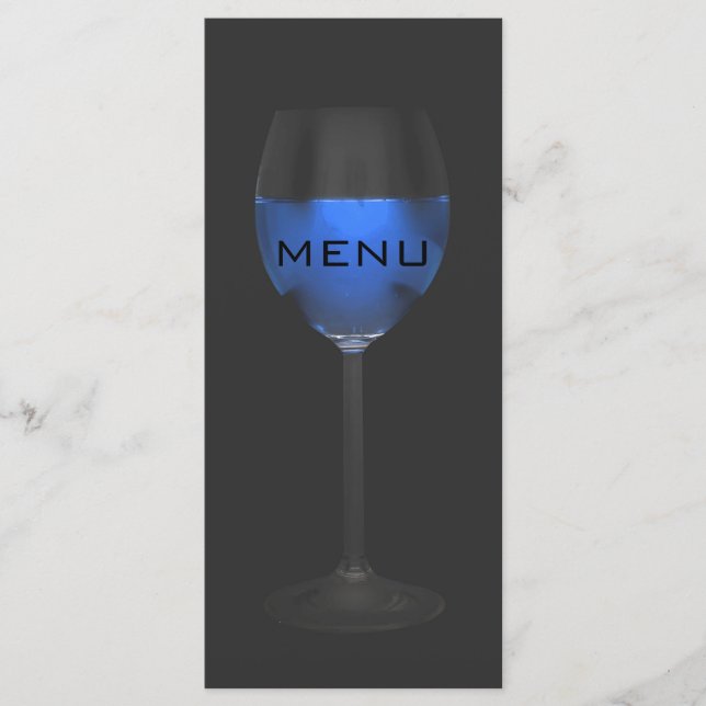 Elegant Silver Magic Blue Wine Black Menue Chic Menu (Front)